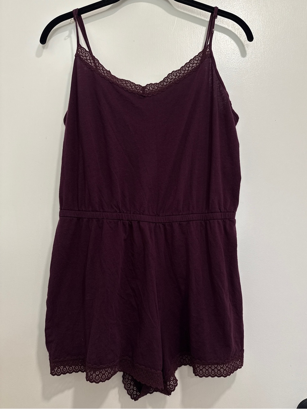 aerie Lace-Trim Plum Camisole Romper